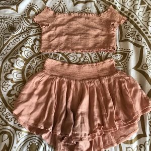 Blush crop top and shorts set